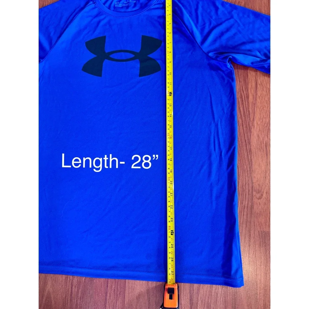 Under Armour Boys Royal Blue HeatGear Loose Fit Logo Graphic T-Shirt YXL